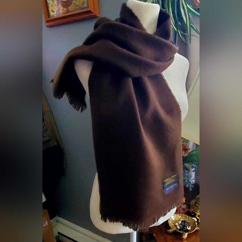 Van Heusen Dark Brown Men's Scarf with Fringe